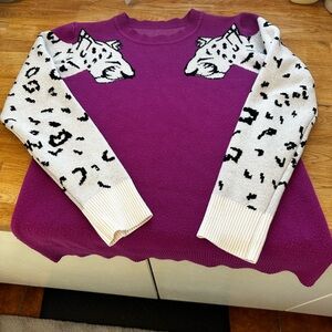 Vibrant Purple Leopard Print Sweater